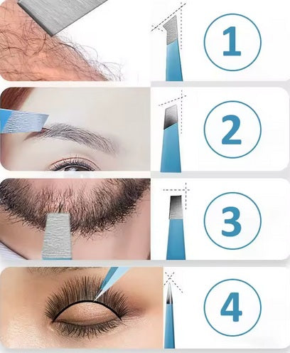 Set pinzette Professionale per  Sopracciglia(4 pezzi) – Precisione da salone a casa