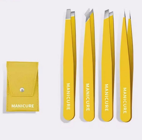 Set pinzette Professionale per  Sopracciglia(4 pezzi) – Precisione da salone a casa